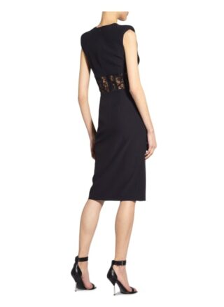 Alexander Mcqueen Etuikleid mit Spitzeneinsatz, Schwarz