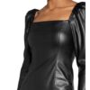 Alice+Olivia Kleid Frances in Lederoptik, Schwarz
