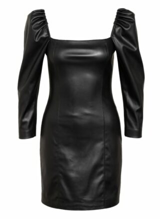Alice+Olivia Kleid Frances in Lederoptik, Schwarz