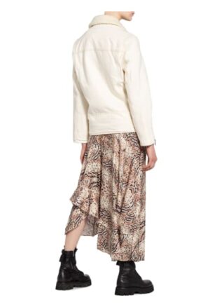 All Saints Oversized-Jeansjacke mit Kunstfellbesatz, Weiß