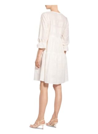 Ana Alcazar Kleid mit 3/4-Arm und Glitzergarn, Weiß