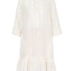 Ana Alcazar Kleid mit 3/4-Arm und Glitzergarn, Weiß