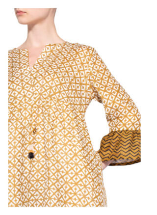 Ana Alcazar Leinenkleid mit 3/4-Arm aus Leinen, Braun