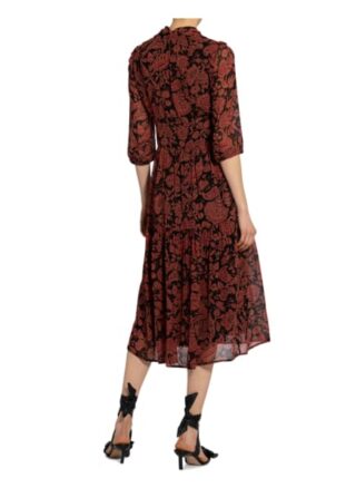Ba&Sh Kleid Aline mit 3/4-Arm, Rot
