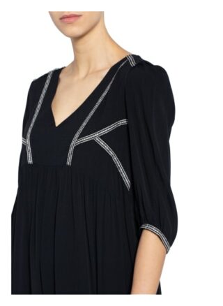 Ba&Sh Kleid Alma mit 3/4-Arm, Schwarz