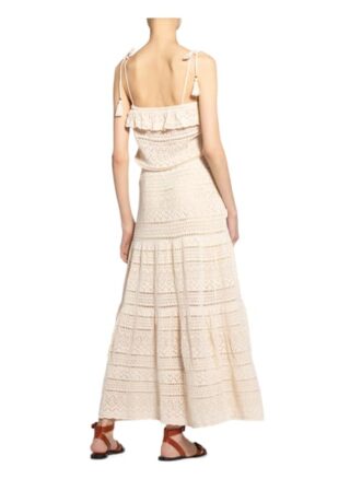 Ba&Sh Strickkleid Cal mit Volantbesatz, Beige