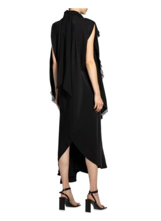 Balenciaga Schluppenkleid mit Spitzenbesatz, Schwarz