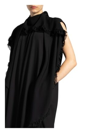 Balenciaga Schluppenkleid mit Spitzenbesatz, Schwarz