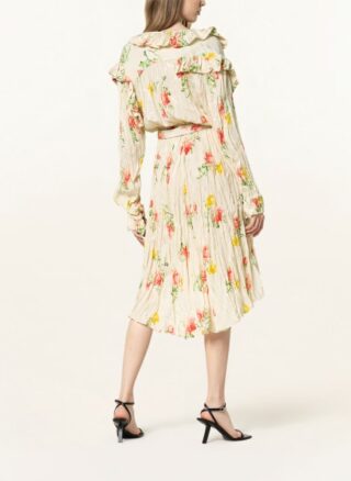 Balenciaga Seidenkleid mit Volantbesatz, Weiß