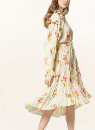 Balenciaga Seidenkleid mit Volantbesatz, Weiß