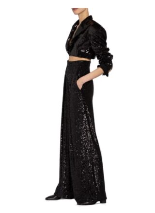 Balmain Marlenehose mit Paillettenbesatz, Schwarz