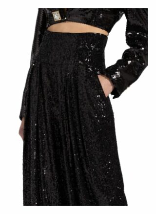 Balmain Marlenehose mit Paillettenbesatz, Schwarz