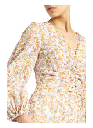 Bardot Kleid mit Lochspitze, Beige