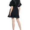 Berenice Kleid in Wickeloptik mit Rüschenbesatz, Schwarz