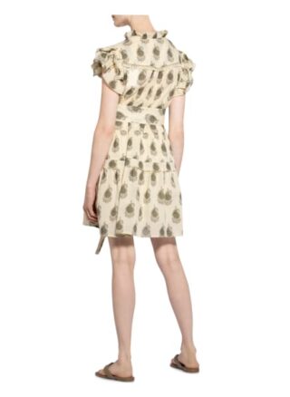 Berenice Kleid mit Rüschenbesatz, Beige