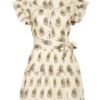Berenice Kleid mit Rüschenbesatz, Beige