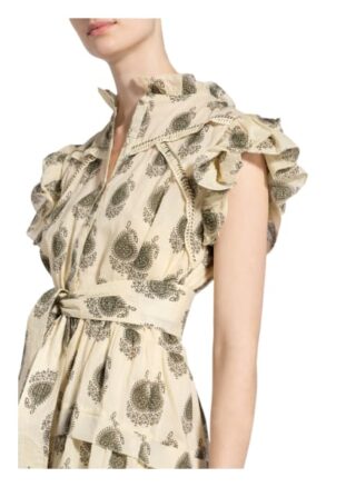 Berenice Kleid mit Rüschenbesatz, Beige