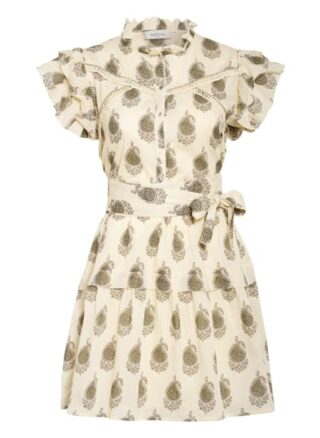 Berenice Kleid mit Rüschenbesatz, Beige