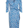 Berenice Wickelkleid mit 3/4-Arm, Blau