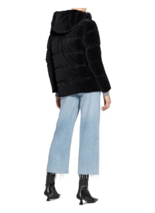 Blauer Daunenjacke aus Samt, Schwarz