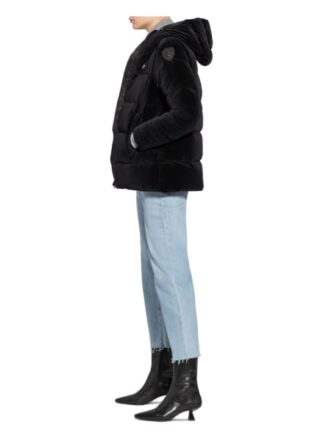 Blauer Daunenjacke aus Samt, Schwarz
