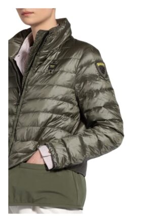 Blauer Daunenjacke im Materialmix, Grün