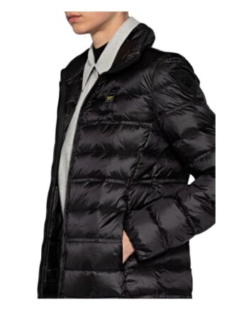Blauer Daunenmantel Basic Jean, Schwarz