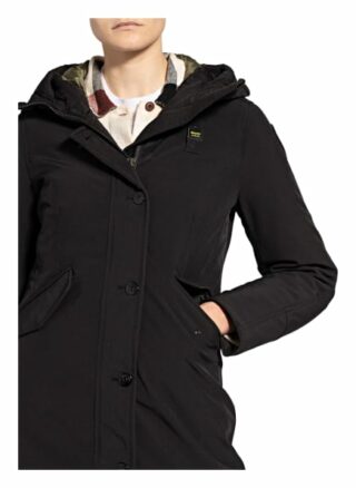 Blauer Daunenparka, Schwarz