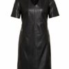 Boss Kleid Dalegy in Lederoptik, Schwarz