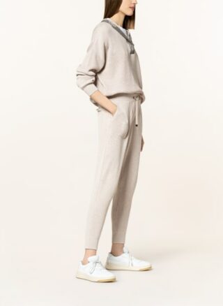 Brunello Cucinelli 7/8-Strickhose im Jogging-Stil, Beige
