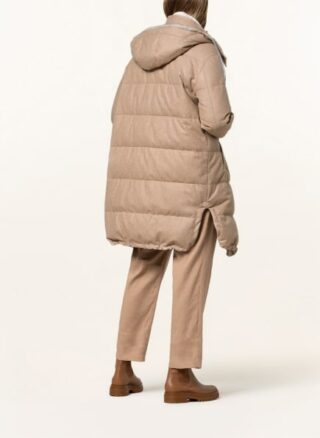 Brunello Cucinelli Daunenmantel mit Kapuze, Beige