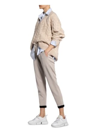 Brunello Cucinelli Hose im Jogging-Stil mit Seide, Beige