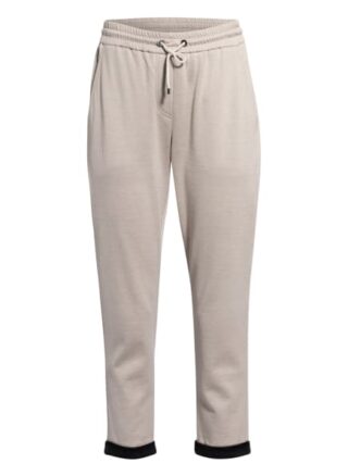 Brunello Cucinelli Hose im Jogging-Stil mit Seide, Beige