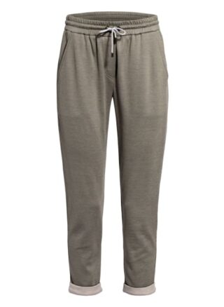 Brunello Cucinelli Hose im Jogging-Stil mit Seide, Grün