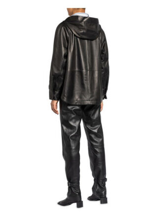 Brunello Cucinelli Leder-Cape, Schwarz