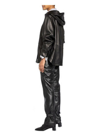 Brunello Cucinelli Leder-Cape, Schwarz