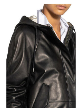 Brunello Cucinelli Leder-Cape, Schwarz