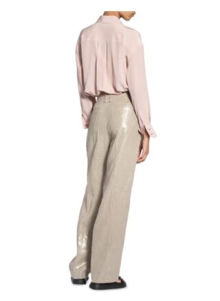 Brunello Cucinelli Leinenhose mit Glitzergarn, Gold