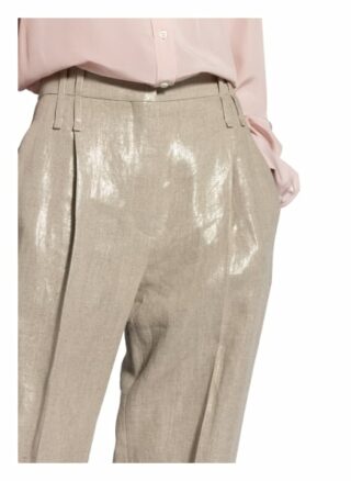 Brunello Cucinelli Leinenhose mit Glitzergarn, Gold