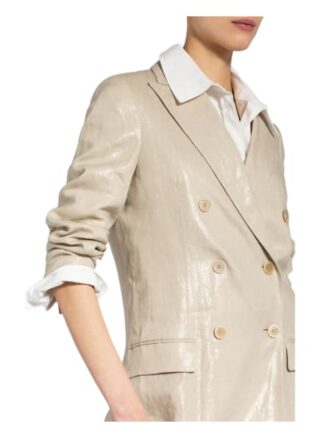 Brunello Cucinelli Leinenmantel mit Glitzergarn, Gold