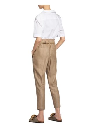 Brunello Cucinelli Paperbag-Hose mit Leinen, Beige