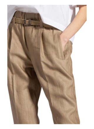 Brunello Cucinelli Paperbag-Hose mit Leinen, Beige