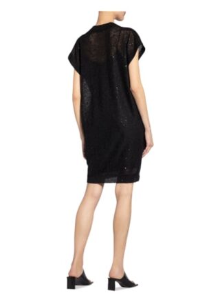 Brunello Cucinelli Strickkleid mit Paillettenbesatz, Schwarz