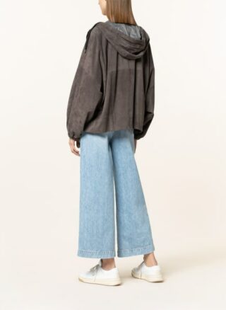 Brunello Cucinelli Velourslederjacke, Grün