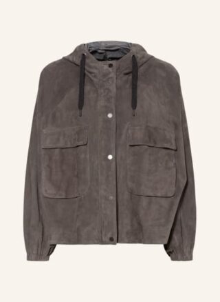 Brunello Cucinelli Velourslederjacke, Grün