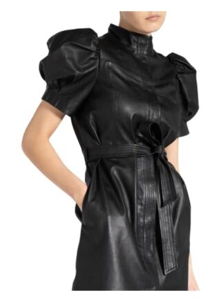 Bruuns Bazaar Lederkleid Petrah Kindsay, Schwarz