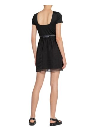 Calvin Klein Jeans Kleid im Materialmix, Schwarz