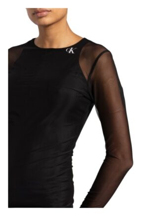 Calvin Klein Jeans Kleid mit Mesh-Besatz, Schwarz
