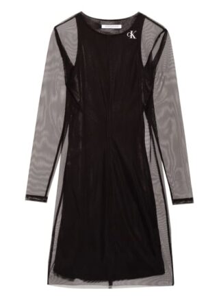 Calvin Klein Jeans Kleid mit Mesh-Besatz, Schwarz