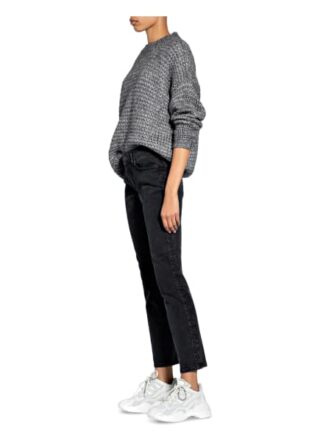 Cambio Skinny Jeans mit Galonstreifen, Schwarz